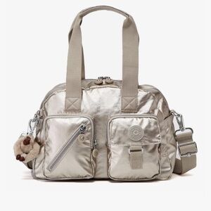 Kipling Defea Metallic Gold Handbag Crossbody Strap Removable